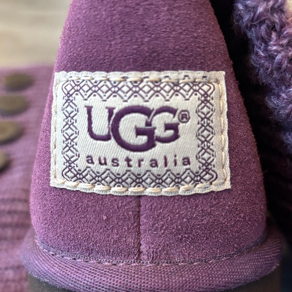 UGG Women Purple Knit Button Up Boots with Fringe, Calf Height, Holiday, Size 9 - Picture 3 of 17